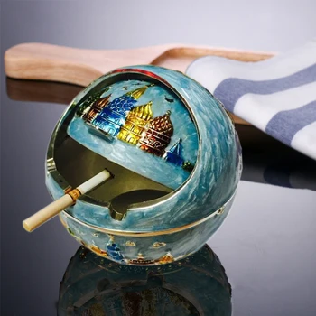

Capped ashtray Multifunctional soot Globular soot cup European style retro originality Kirsite Spherical capped ashtray