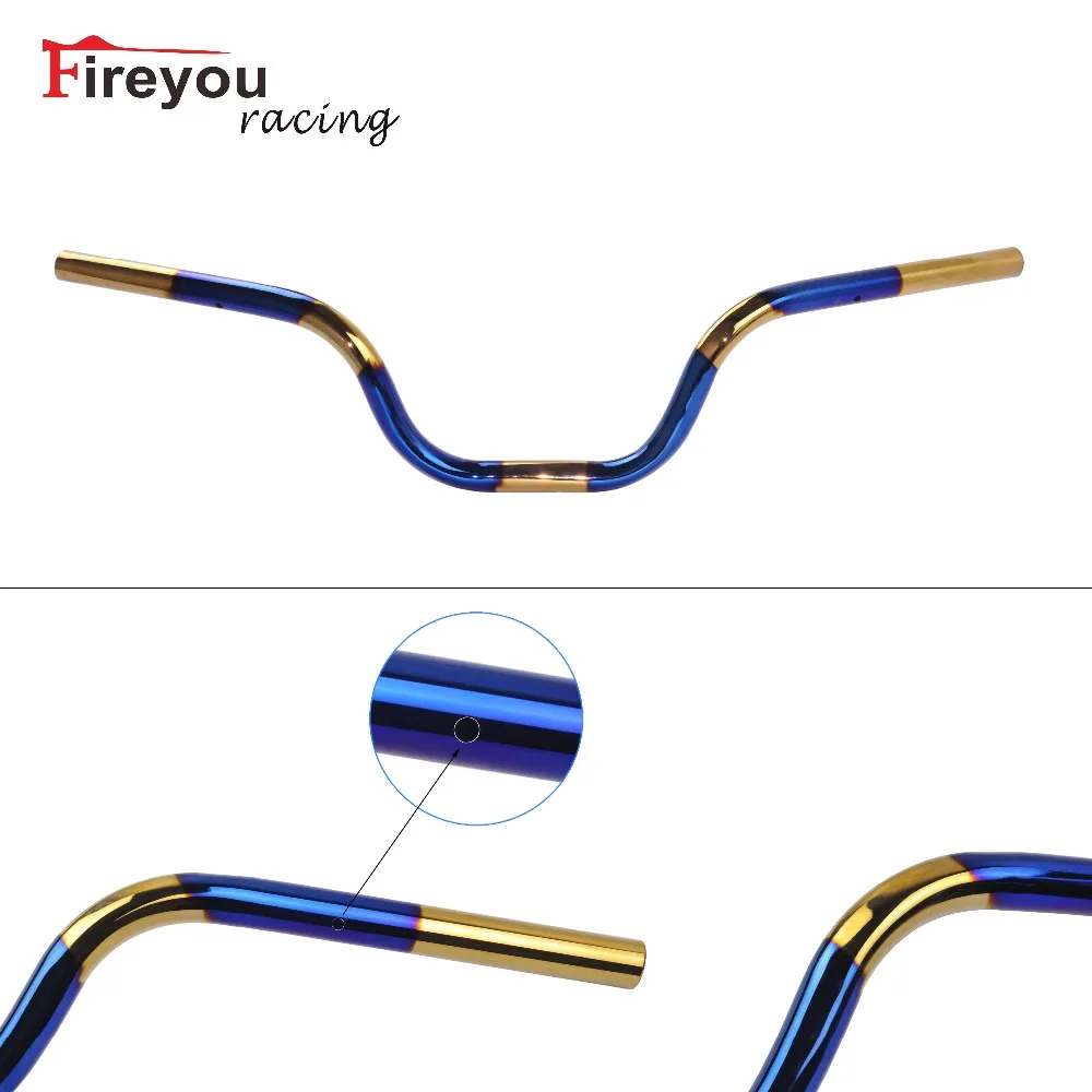 

Blueing 22mm 7/8" Flat Motorcycle Front Handle Bar Lever Stainless Steel Dirt Pit Bike Motocross Off Road Steering wheel Alpha