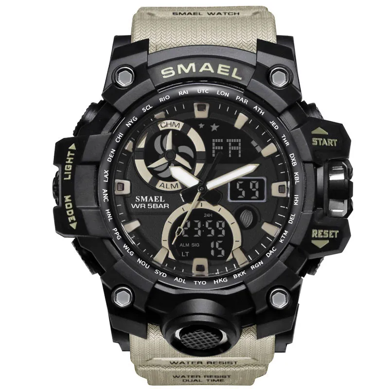 

2019 SMAEL Men Sport Watch Dual Display Analog Digital LED Electronic Wrist Watches mens watches top brand luxury Best Gift @5