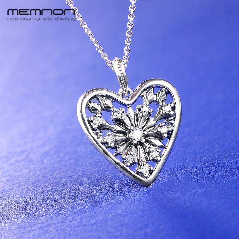 

Memnon Christmas gift link chain Necklaces for Women 925 sterling silver Heart of Winter pendant necklace Fine Jewelry NC0925