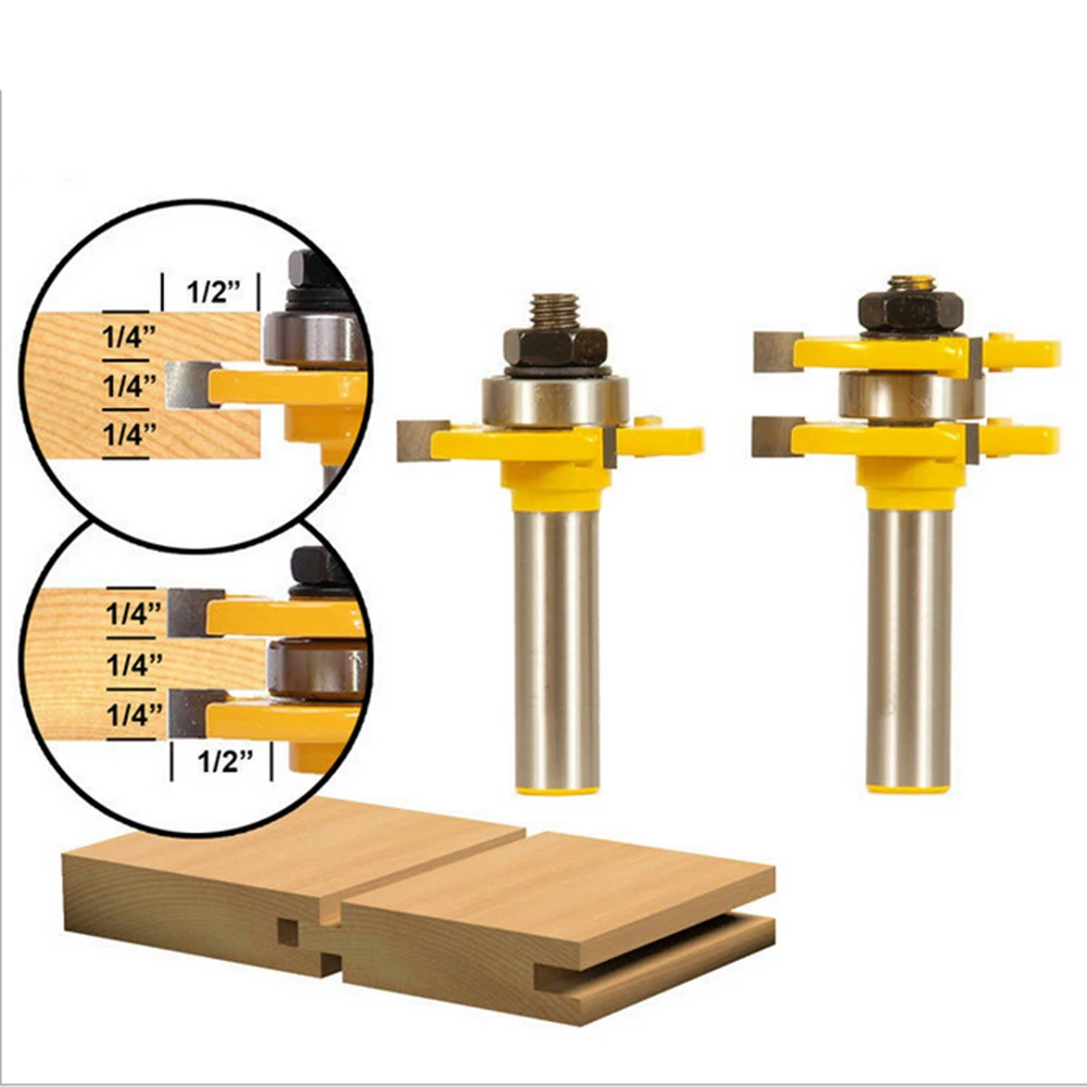 2 шт. 1/2 дюймов хвостовик соответствует язык и барабанный фрезерный станок набор Древесины Измельчители