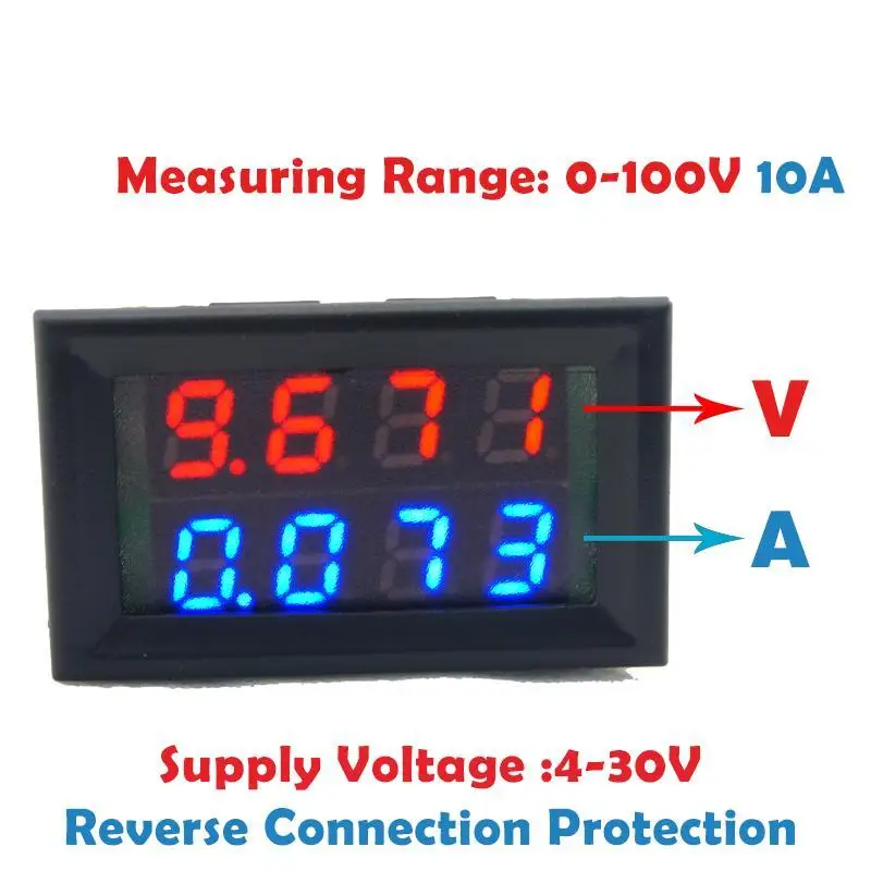 Цифровой вольтметр Амперметр постоянного тока 100 в 10 А светодиодный измеритель напряжения и тока с четырьмя цифрами Амперметр Панель вольтметр прибор для домашнего использования