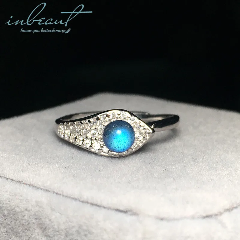 

inbeaut 925 Silver Blue Round Gemstone Snake Ring Female Moonlight Labradorite Punck Ring for Women s925 Original Design Jewelry