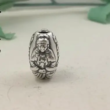3D 100% серебряные бусины чистое серебро 999 пробы статуя Будды тибетские шесть слов