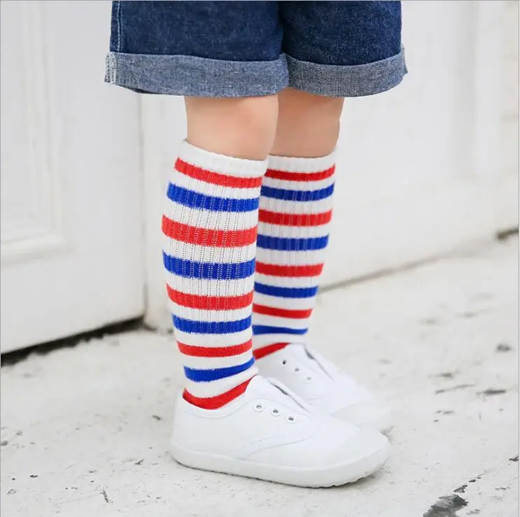 New cotton kid's socks autumn and winter three-dimensional cartoon sport stripe knee-high boys girl socks children
