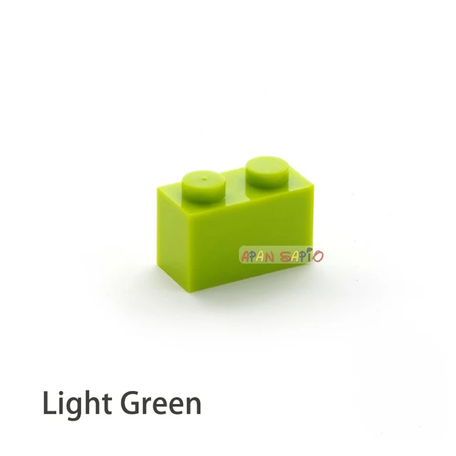 100pcs DIY Building Blocks Thick Figures Bricks 1x2Dots Educational Creative Size Compatible With 3004 Plastic Toys for Children Light Green 100pcs