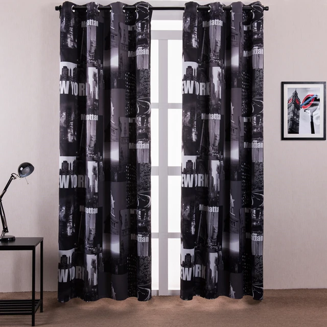 Window Curtain Living Room Printed New York Letters Chinese Curtains ... Window Curtain Living Room Printed New York Letters Chinese Curtains ...