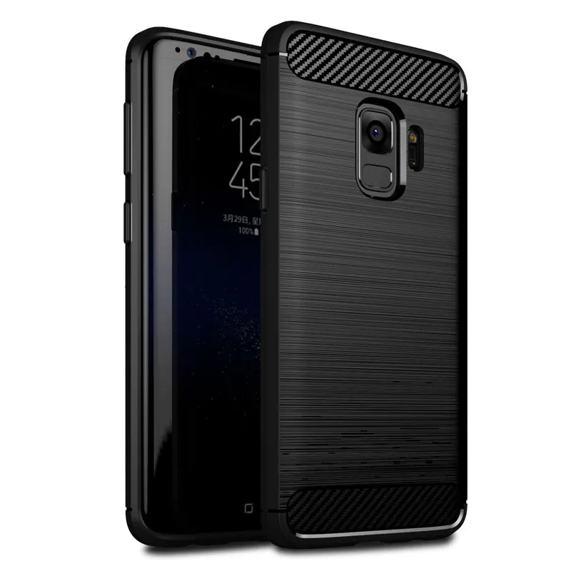 Soft TPU Phone Case for Samsung Galaxy S7 S8 S9 Back Cover For Note 8 9 Anti-knock Carbon Fiber edge | Мобильные телефоны и