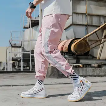 

Men Hip Hop Harem Pants Streetwear 2019 Mens Print Contrast Color Cargo Pants Male Side Stripe Fashion Joggers Sweatpants