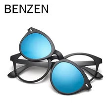 BENZEN поляризованные очки с зажимом TR 90, солнцезащитные очки с покрытием, мужские очки для близорукости, женские и мужские очки с оправой, черный чехол 9150