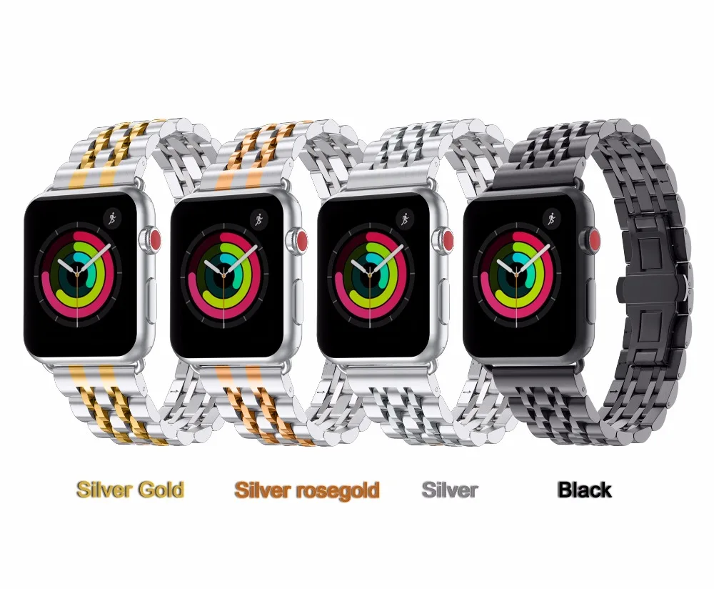 Ремешок из нержавеющей стали для Apple Watch 38 мм 42 7 звеньев ремешок Смарт часы