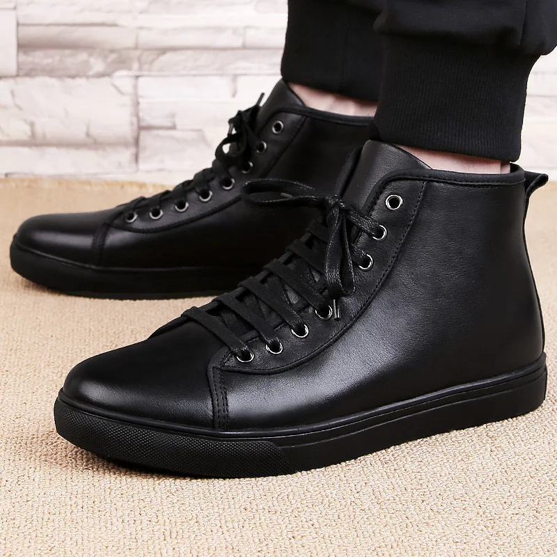 Inverno Quentes Velvet Homens Mantenha Handmade Flats De Inglaterra Black Up Peludo Algodão Plus black Tornozelo Botas Lace xYRRHwF7q