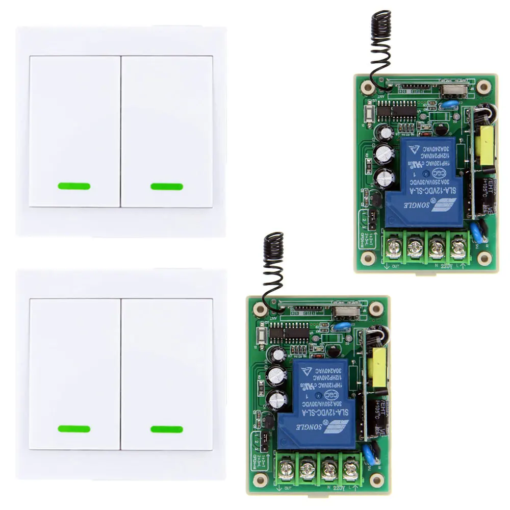 

AC 220V 110V 85-265V 30A Relay 1 CH 1CH RF Wireless Remote Control Switch System+ 2CH Wall Panel Transmitter For Home Equipment