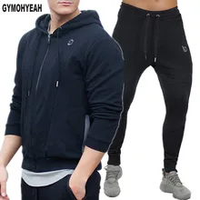 Gymohyah/Мужская одежда, новинка, мужские толстовки с капюшоном, набор, толстовка, тренировочные брюки, набор, мужская повседневная Уличная одежда, спортивный костюм, активный костюм