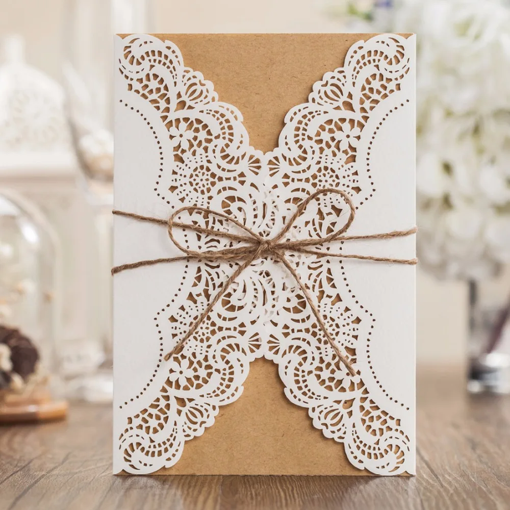 Buy Laser Cut Wedding Invitations Cards Engagement Retro Ivory Birthday Party Invites For Marriage Bridal Shower Baby Shower Pk In The Online Store The Wedding Day At A Price Of 69 9 Usd