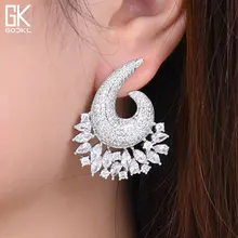 GODKI модные корейские Цветочные серьги-гвоздики для женщин Свадебные кубические циркония Кристалл CZ богемные Дубай Свадебные серебряные серьги-гвоздики