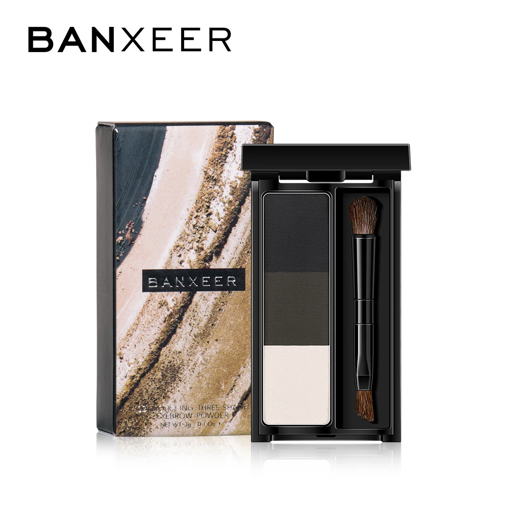 BANXEER, 3 цвета, палитра пудры для бровей, набор для макияжа бровей и бровей с высоким носом, водостойкая, стойкая, для бровей