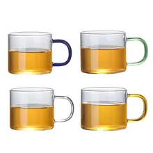 4 шт./компл. 4 вида цветов Ручка высокая термостойкость стекло чай/кофе чашку