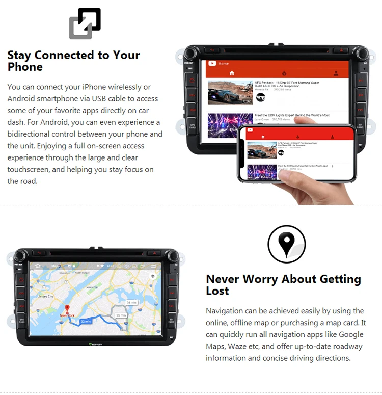 Clearance Android 8.0 Oreo OS 8" Car DVD Multimedia GPS Radio for Volkswagen Amarok 2010-2015 & Tiguan 2007-2015 & Sagitar 2005-2015 6