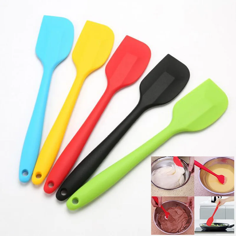  Silicone Spatula Heat Resistant Non-Stick Flexible Rubber With Solid Stainless Steel Kitchen Gadget