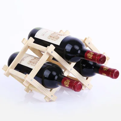 Креативные Складные держатели для винных бутылок, практичный декоративный шкаф для гостиной, деревянный стеллаж для хранения красного вина - Color: 3Bottles-1