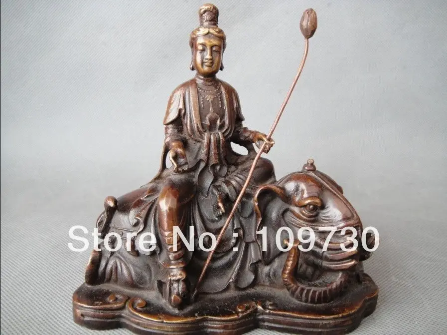 

bir 00864 Chinese old Bronze carving Buddha Ride elephant Statue Ming xuande years