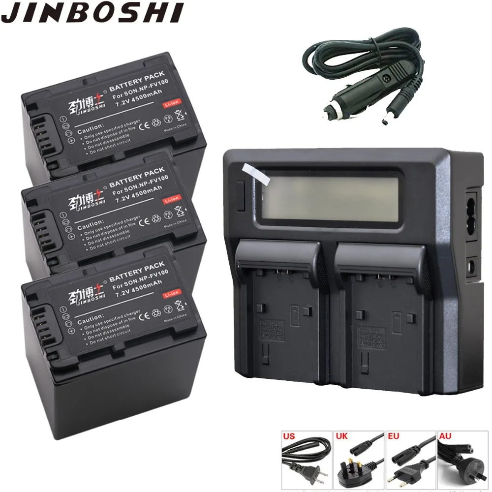 

3pc NP FV100 Battery for Sony NP-FV100 NPFV100 battery+ LCD Dual Quick Charger for Sony SR10E SR11E SR12E SR42E SR45 Camera