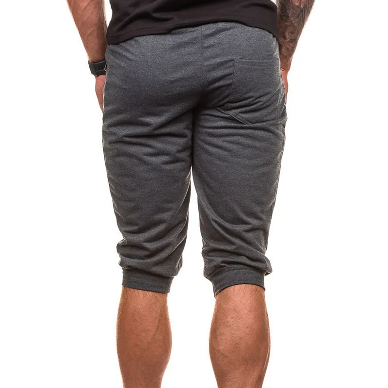 Seller SHUJIN New Summer Mens Leisure Knee Length Shorts Casual Solid Color Joggers Short Sweatpants Trousers Mens Slim Bermuda Shorts