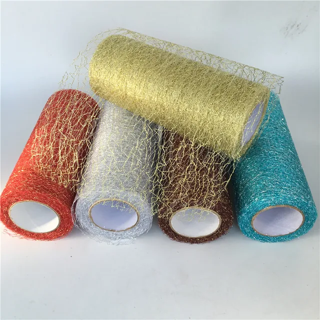 9.2m/roll Organza Tulle Roll Spool Fabric Ribbon DIY Tutu Skirt Gift Craft Party Chair Sash Wedding Party Decoration Gold Silver 1