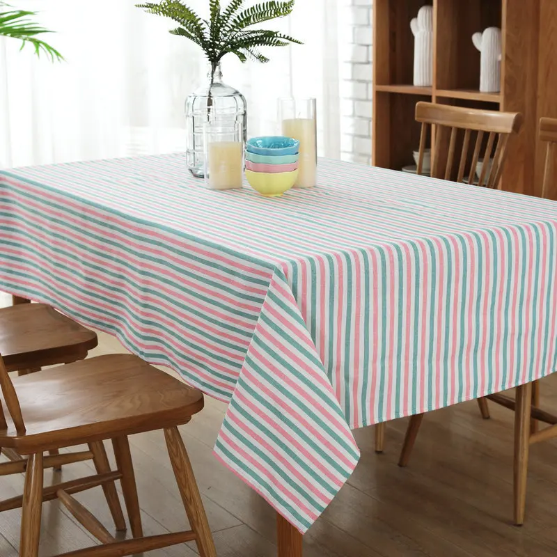 Pastoral color Striped Cotton Dinner Tablecloth Fashion European Table