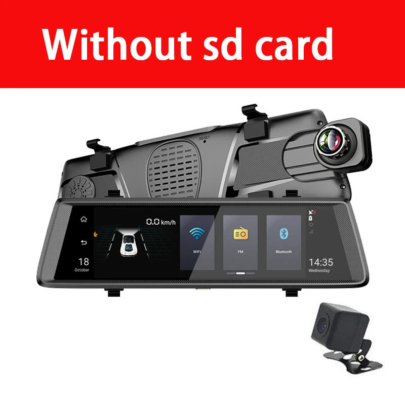 QUIDUX 3g задний вид автомобильного регистратора зеркальная камера 1" сенсорный Android 5,0 gps навигаторы wifi FHD 1080 P двойной объектив монитор парковки - Color Name: without sd card