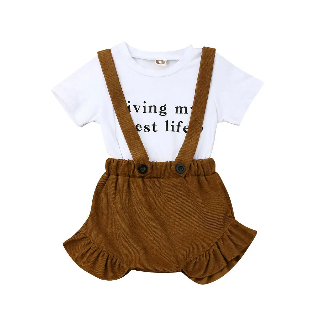 

New 2PCS Toddler Newborn Baby Kids Girl Summer Clothes Tops T-shirt+Bib Pants Outfit