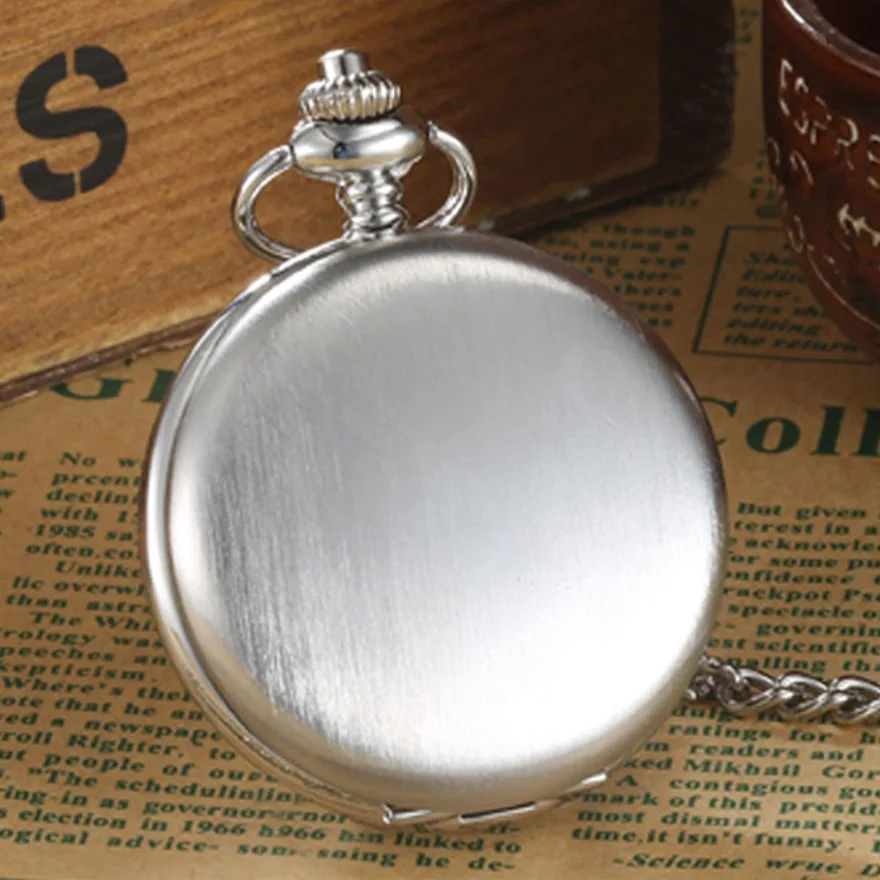 Классический черный гладкий стимпанк карманные часы Для мужчин с Fob ожерелье цепочка Мода кварцевые мужские и женские наручные часы