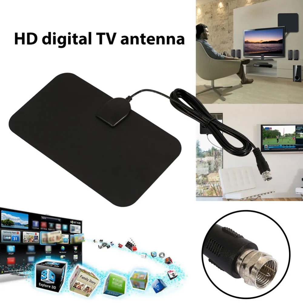 Приемник сигнала усилитель сигнала DVB-T2 Крытый с высоким коэффициентом усиления HDTV ATSC ультра тонкий UHF VHF 5 DBi Full HD