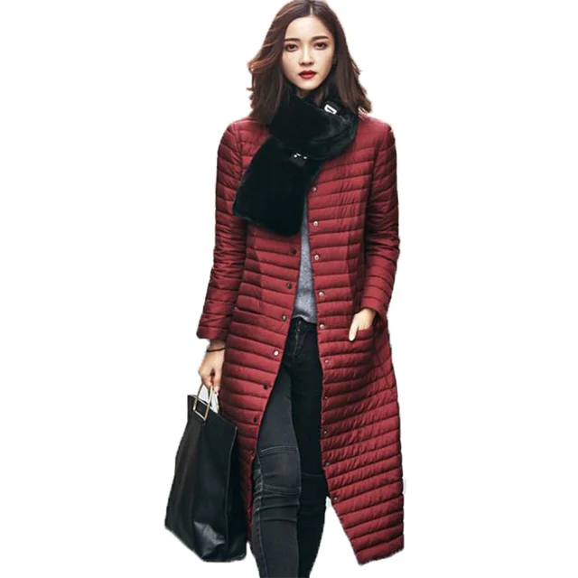 Женщины ultra light пуховик 2017 новый осень зима тонкий тонкий утка вниз куртки куртка твердые длинные верхняя одежда женский пальто SF063