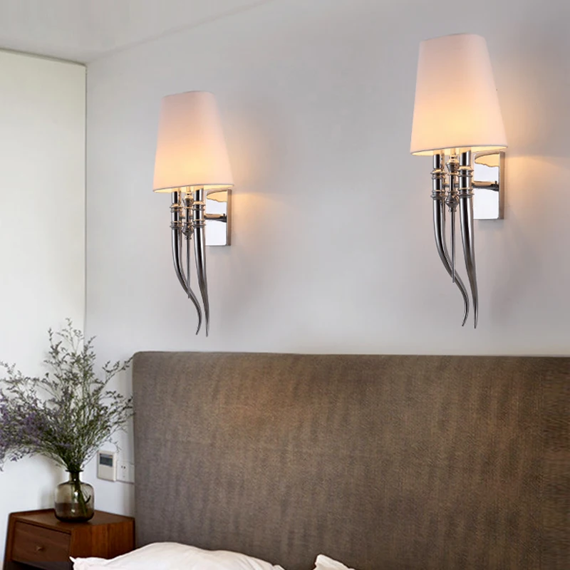 Modern Iron Claw Horn Cloth LED Wall Light Bedroom Bedside Wall Lamp Dining Living Room Wall Sconce Light Fixtures (10)