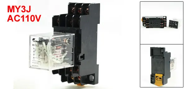 AC 100V Coil 3PDT 11 Pins Electromagnetic Power Relay 5A 250VAC/28VDC w Base