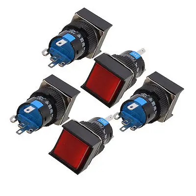 

Red Square Cap 1NO 1NC DC 24V Light Latching Push Button Switch