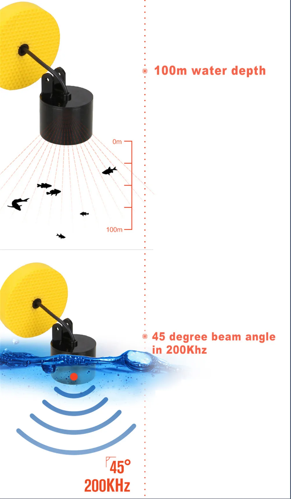 Rilevatore di sciami di pesci ad alta definizione visiva cablata sonar, sonar, pesca e ricerca di pesci, inglese_voghion.com