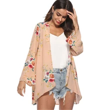 30 шт./партия, новинка года, осенняя футболка в европейском и американском стиле, женский кардиган неравномерной длины с принтом, верхняя одежда, топы, XL