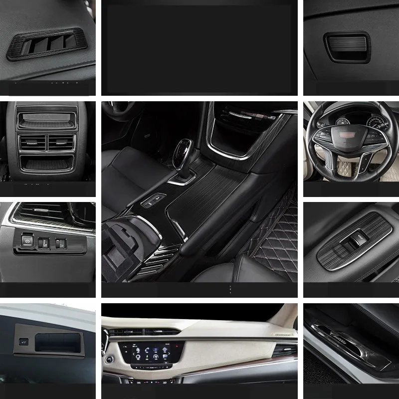 

Black Silver Stainless Steel Gear Shift Air Outlet Glasses Switch Doors Sill Plate Decorated Frame Cover For Cadillac XT5 AAA430