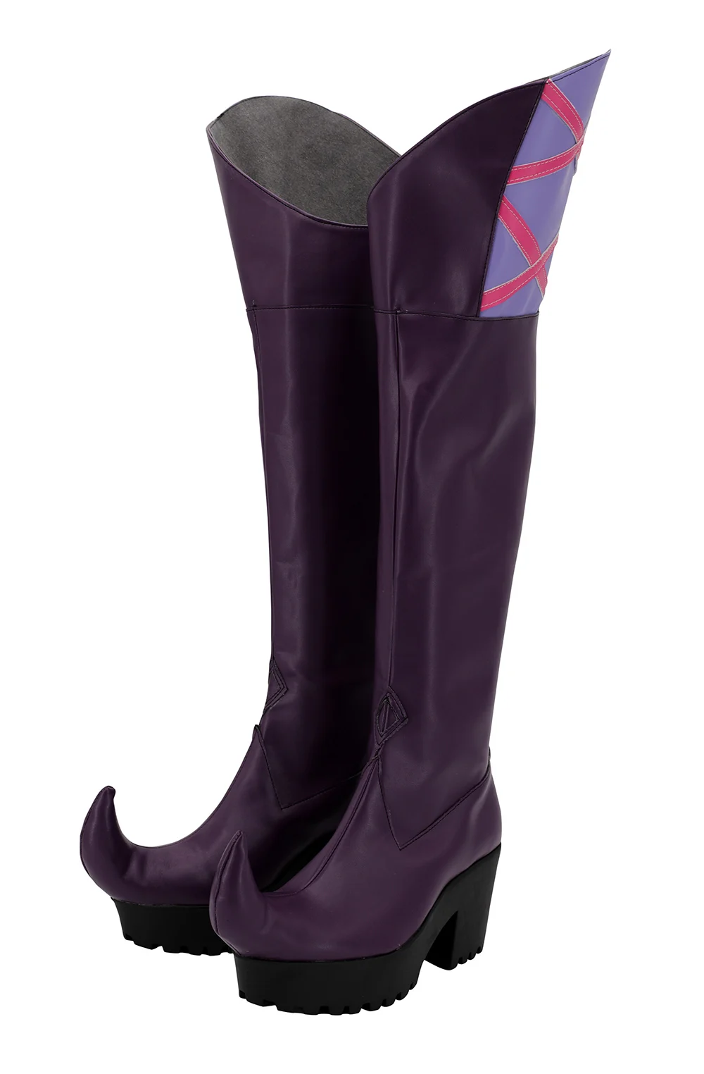Honkai Impact 2 Sin Mal Cosplay Boots Purple High Heel Shoes Custom Made Any Size (4)
