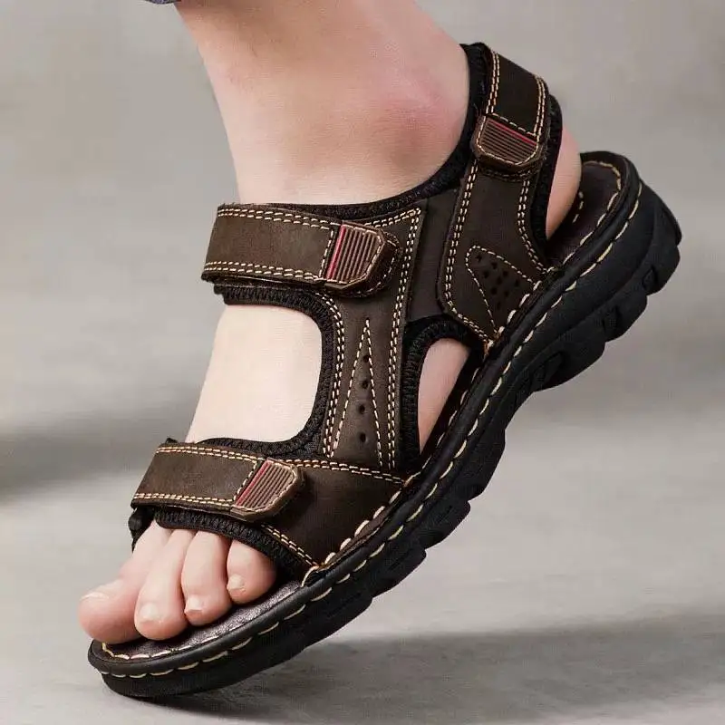 

2019 summer leather casual men's shoes breathable shock-absorbing open toe beach men's sandals