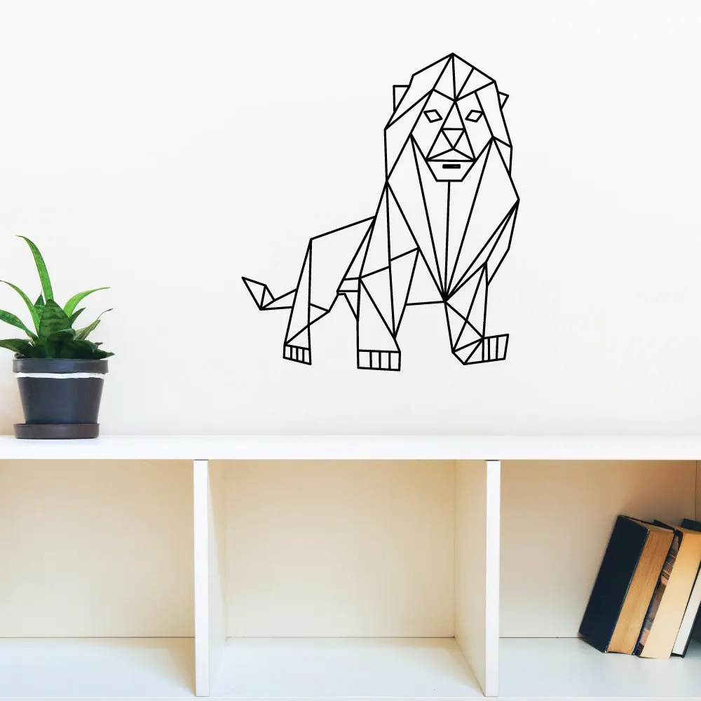 Geometric Lion Wall Sticker Animal Wall Art Decals Living Room Bedroom