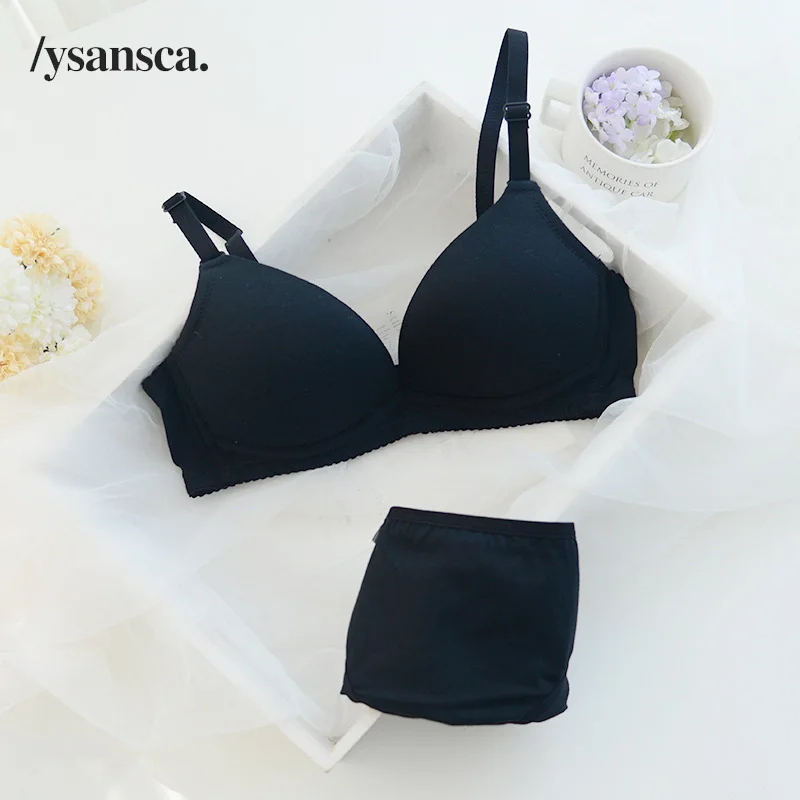  YSANSCA new fashion sexy womens bra and briefs set girls cotton push up underwear bras suit A B sam