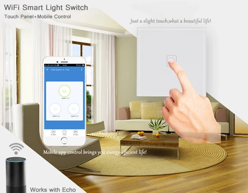 3 Gang США Стандартный WI-FI Smart Switch домашней автоматизации Управление Touch стеновые свет переключатель умный дом света с APP управление