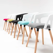 living room chair plastic backrest wood leg rose-red color seat free shipping villa household stool coffee table furniture