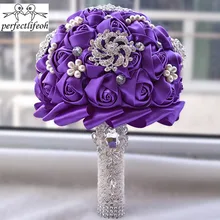 Perfectlifeoh Свадебный букет невесты Свадебный букет Холдинг руки кристалл Бутик Свадебные bouquetbride цветами в руках