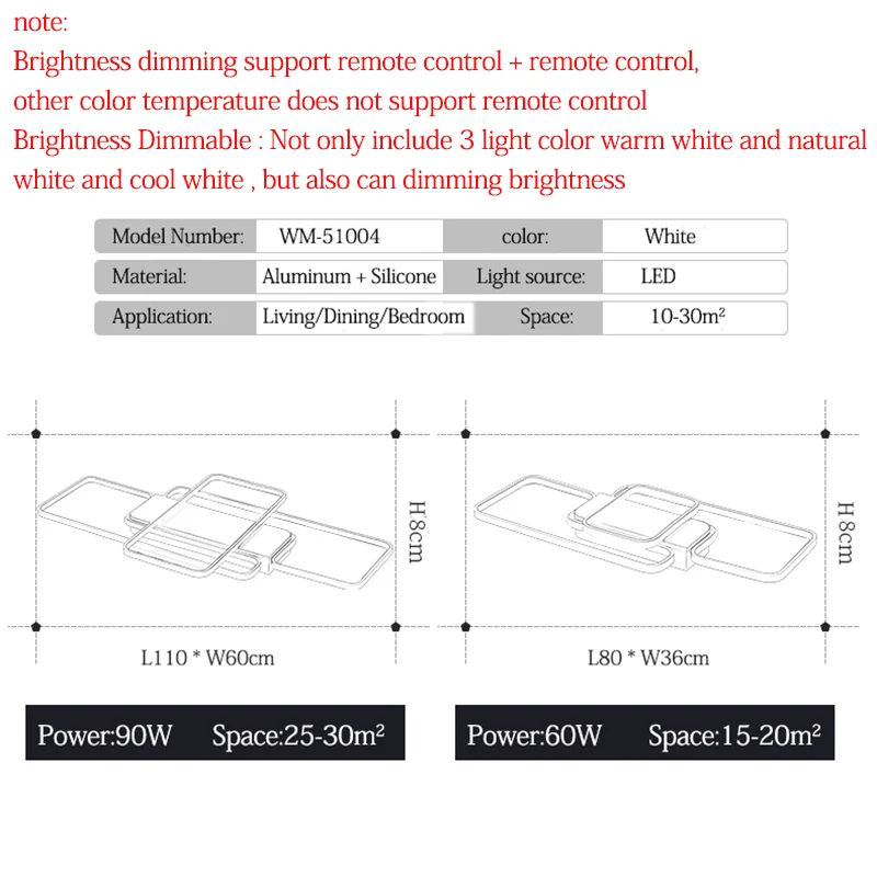 CUICAN nuevo rectángulo moderno luz LED de techo para habitación dormitorio iluminación AC85-265V de montaje en superficie de techo de la lámpara