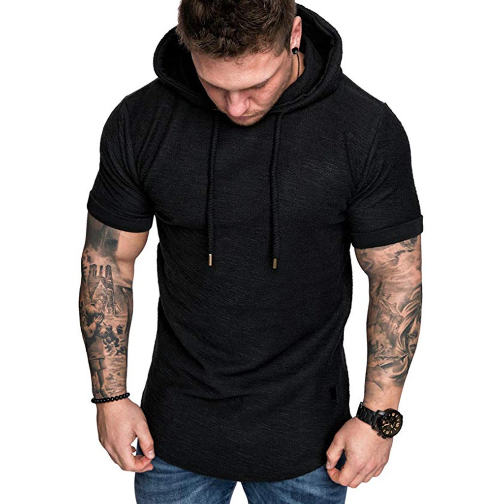 SFE Fashion Hooded,Mens Slim Fit Casual Pattern Large Size Short Sleeve Hoodie Top Blouse SFE Fashion Hooded,Mens Slim Fit Casual Pattern Large Size Short Sleeve Hoodie Top Blouse